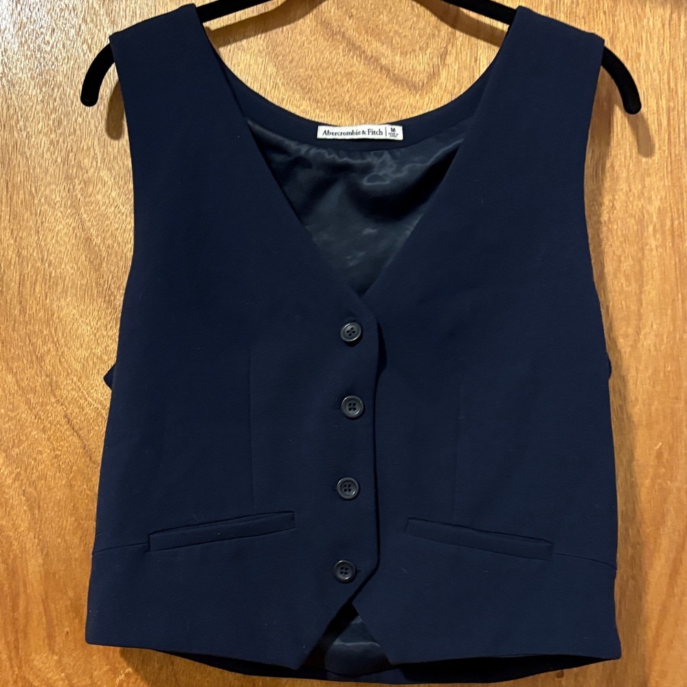 Abercrombie & Fitch Navy Blue Buttoned Vest